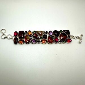 Incredible sterling silver, multi-stone (faceted and polished) bracelet!